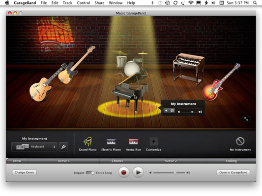 The stage is set for the Magic GarageBand and your instrument.