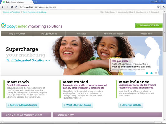 BabyCenter serves as inspiration on how to sell ads professionally.