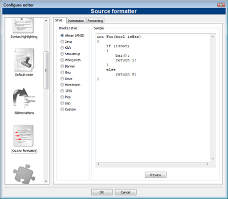 Figure 1: Setting up the source code formatter can help you apply a coding style uniformly.