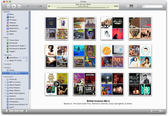 Genius Mixes are generated based on the contents of your iTunes music library.
