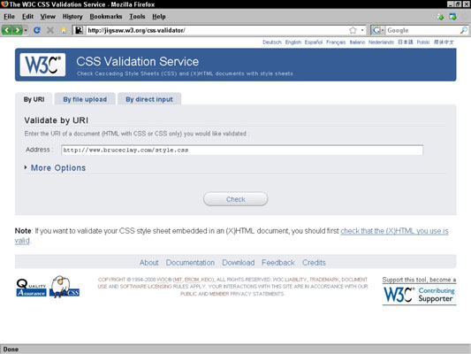 The CSS Validation Service from the W3C