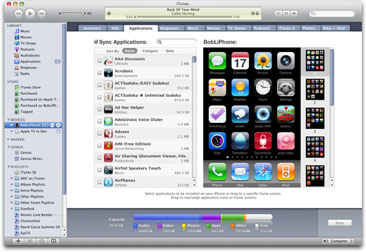 Drag and drop icons in iTunes to rearrange them on your iPhone.