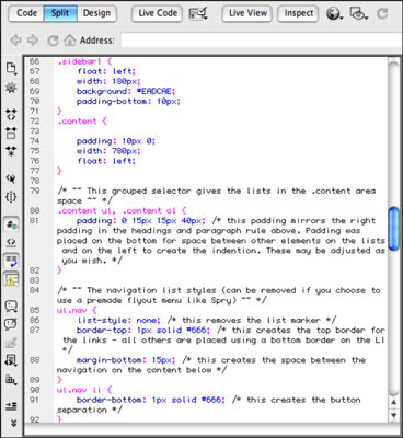 Helpful CSS tips are built into the CSS starter pages.
