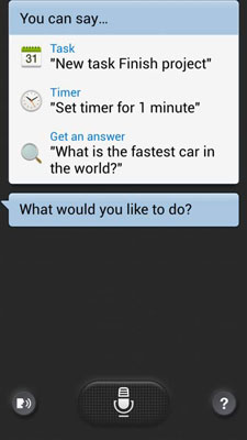 The S-Voice Start screen.