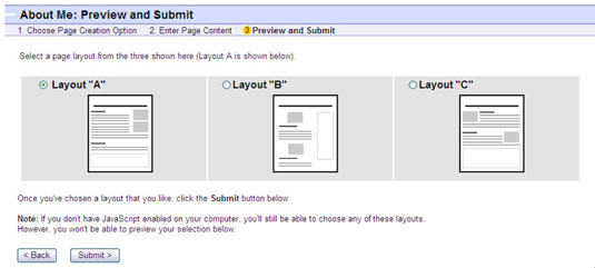 You are presented with three layout options.