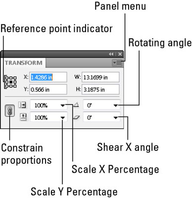 The Transform panel makes it easy to resize, rotate, and reposition selected objects.