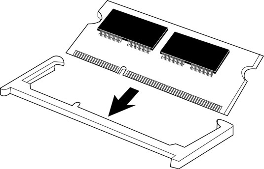 Align the notch in the connector of the memory module with the corresponding key in the socket. [Cr