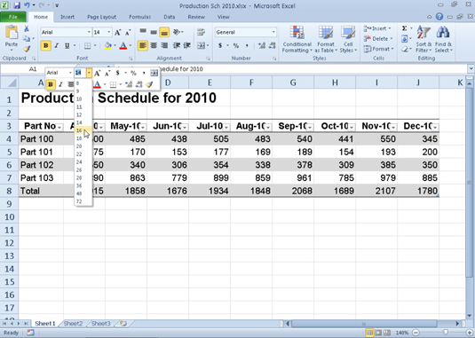 excel toolbar buttons. The mini toolbar appears next