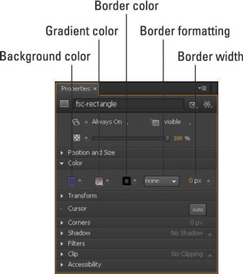 Color properties in the Properties Panel.