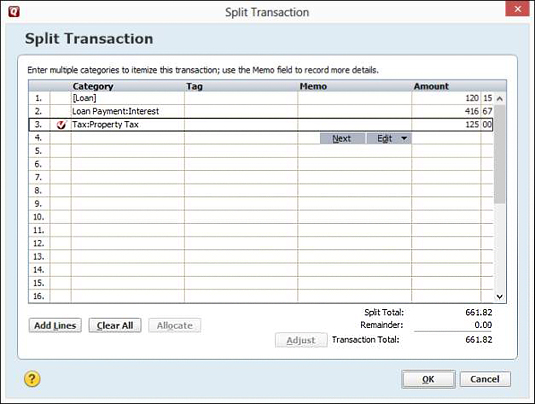 A mortgage payment with an escrow account treated as an expense.