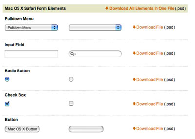 Online design resource sites like Designers Toolbox provide common interface graphics that you can