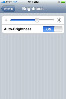 Slide this control to adjust screen brightness.