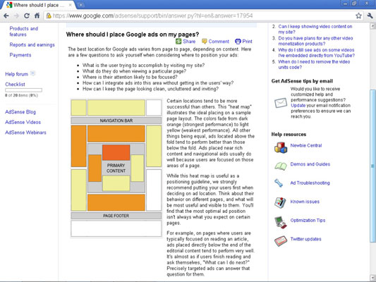 Google’s advertising placement recommendations.