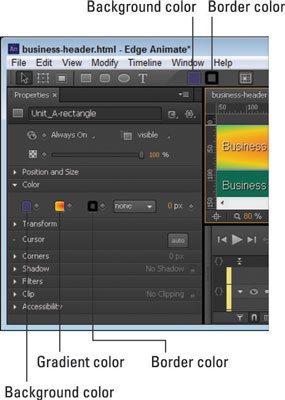Open the Color properties from either the Properties panel or the near the main menu.