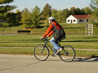 Biking to work keeps you and the planet healthy.