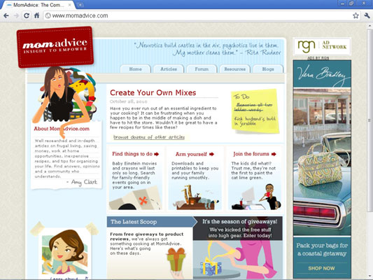 MomAdvice has one above-the-fold ad placement.