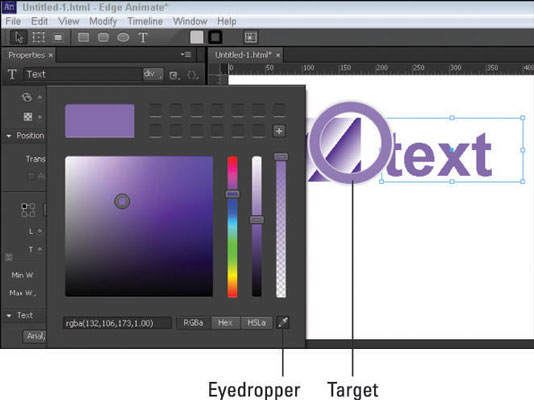 Use the Eyedropper to sample colors from the Stage.