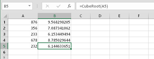 Using the CubeRoot function in formulas.