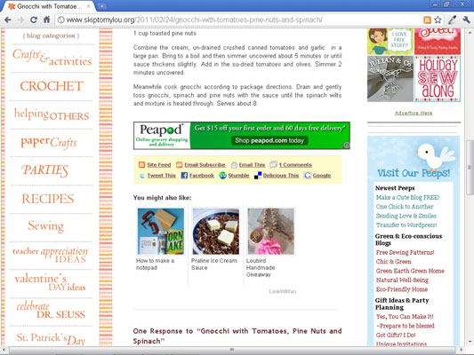 SkipToMyLou below-the-fold ad placement.