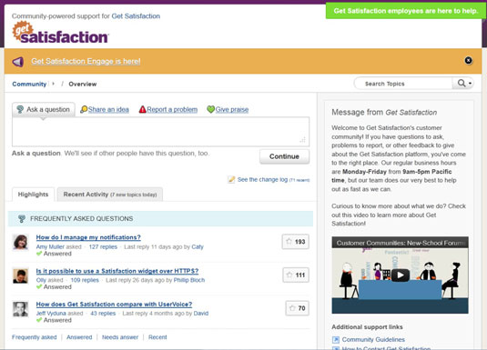 Visitors can ask a question or see previously asked questions and the answers.