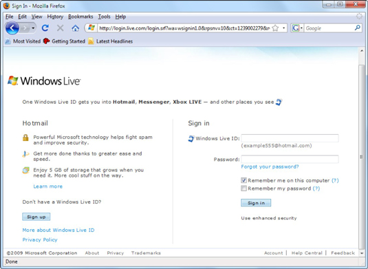 a Windows Live ID sign-in