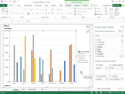 Clustered column pivot chart moved to its own chart sheet.