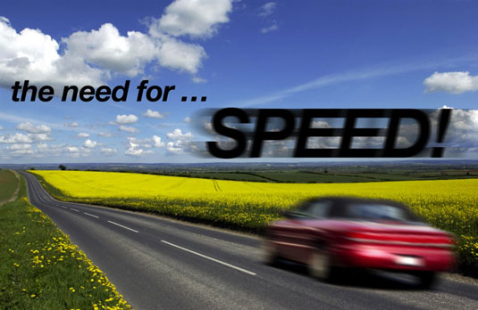 Applying a motion blur to type can make it appear as fast as the car.