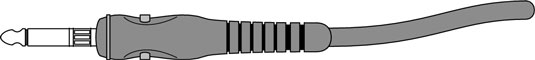 A typical 1/4-inch plug used for guitar and other electric instruments.