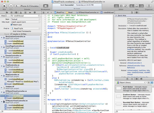 The Search navigator shows a specific use of the search term in the file.