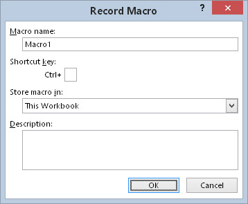 The Record Macro dialog box provides several options.