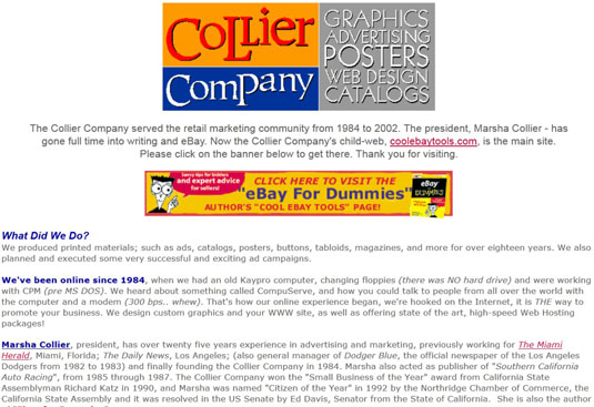 An early business website, circa 1996.
