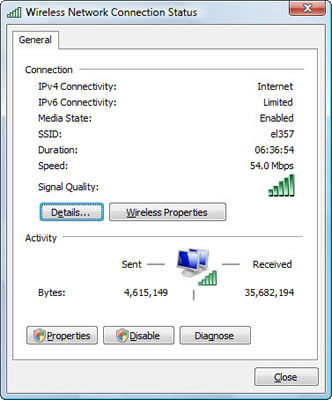 A Network Connection Status dialog box appears.