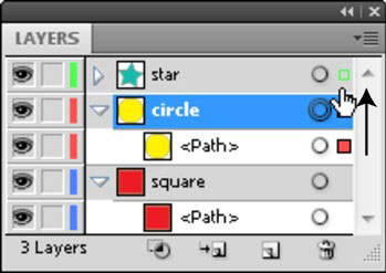 Drag the small square icon to move the selected object to another layer.