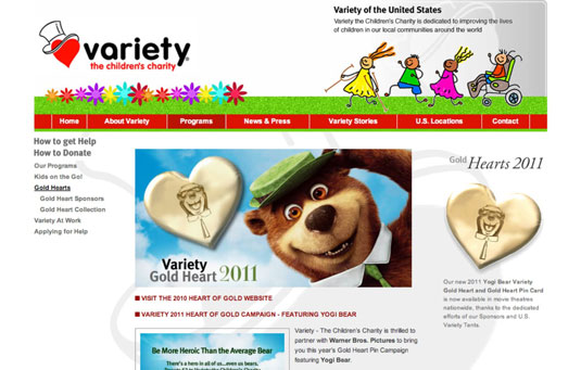 Variety’s 2011 Gold Heart pin featuring Yogi Bear.