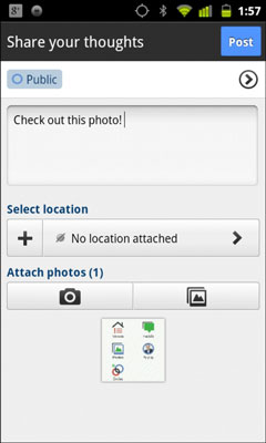 Sharing photos through the Share option on Android.