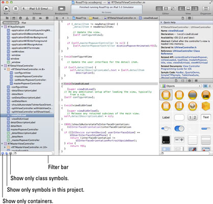The Symbol navigator in Xcode.