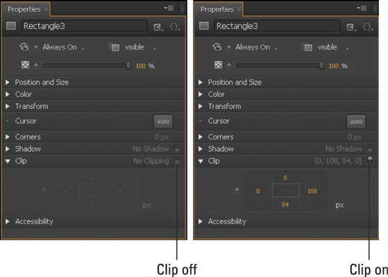 The default setting of the Clip attributes.