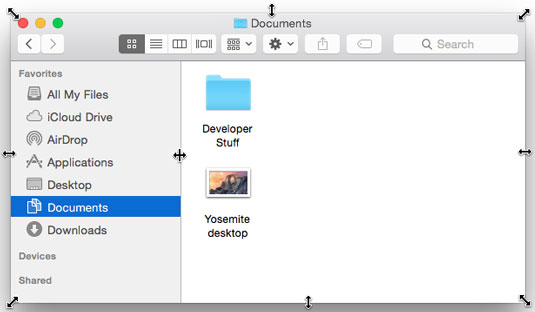 Hover the pointer over any corner or edge; when the double-headed arrow (resizer) cursor appears, c