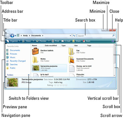 View the different part of a window in Vista.