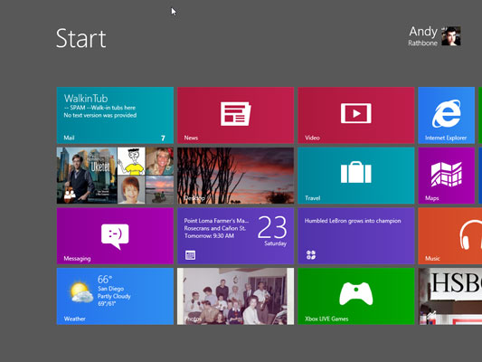 Windows 8’s new touchable Start screen lets you access information while on the go.