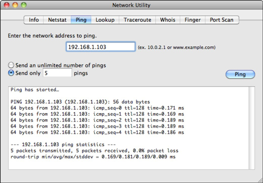 Ping to test network connectivity.