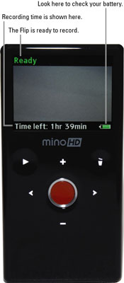 The Flip will tell you how much time you have left on your batteries and how much video you can sho
