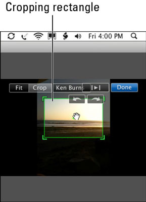 Adjust the cropping rectangle to crop the image in the clip.