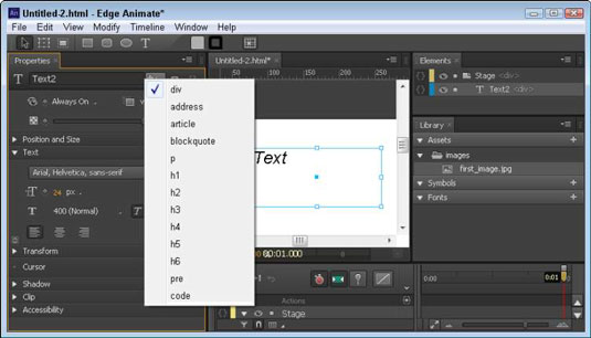 Assigning HTML tags to text.