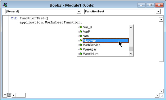 Getting a list of worksheet functions that you can use in your VBA code.