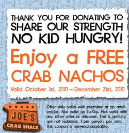 Joe’s Crab Shack thanked donors with either key lime pie or crab nachos. Yum!