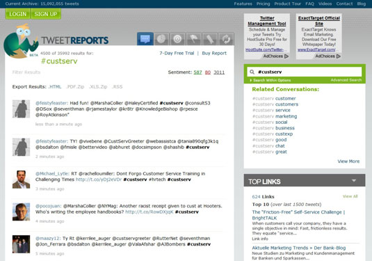 Results of my TweetReports search.