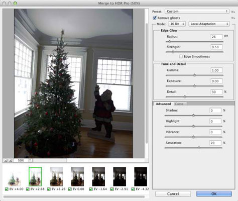 Merge to HDR opens after the images have been processed.