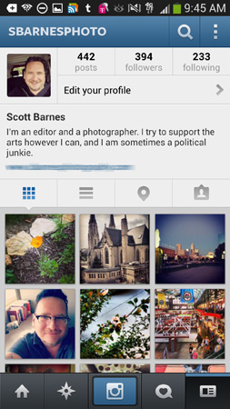 The Search and Options features are to the right of your user name along the top. This is the Andro