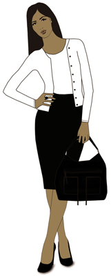 The basic black skirt and sweater set — always chic and classic.